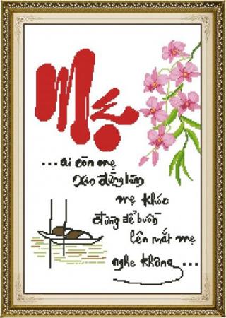Tranh Thêu Chữ Thập Ai Còn Mẹ Xin Đừng Làm Mẹ Khóc