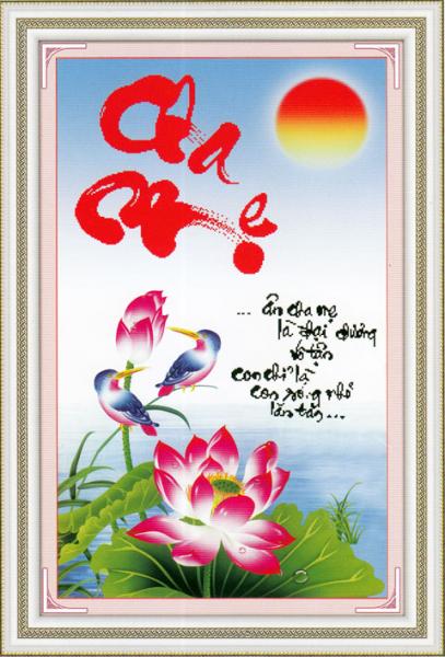 Tranh Thêu Chữ Thập Ân Cha Mẹ Là Đại Dương Vô Tận