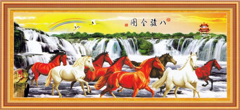 Tranh Thêu Chữ Thập 3D Bát Mã Qua Sông