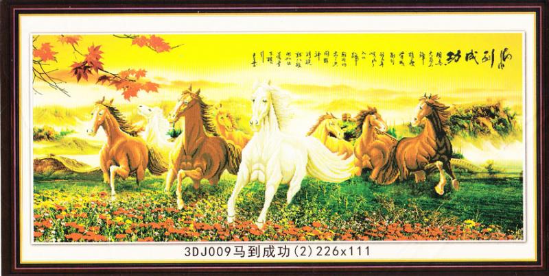 Tranh Thêu Chữ Thập 3D Bát Mã Tiến Lên