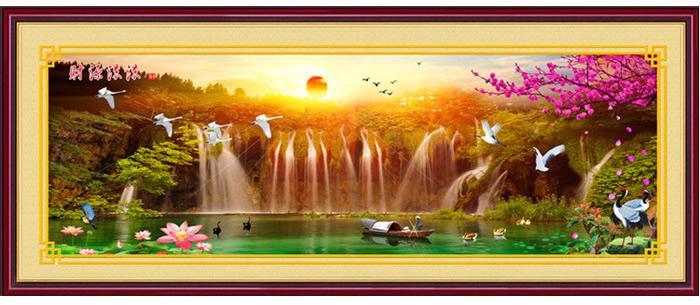 Tranh Thêu Chữ Thập Cảnh Chuyển Vận May, KT Trung