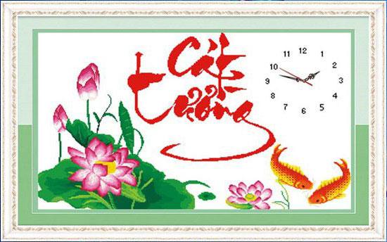 Tranh Thêu Chữ Thập Đồng Hồ Cát Tường