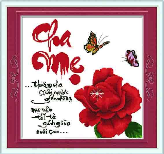 Tranh Thêu Chữ Thập Thương Cha Xuôi Ngược Giữa Dòng, Mẹ Yêu Tất Tả Gánh Gồng Nuôi Con