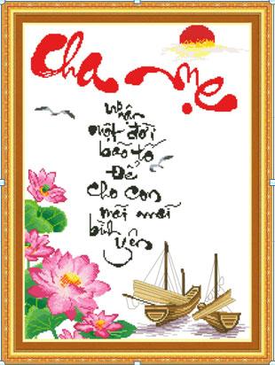 Tranh Thêu Chữ Thập Cha Mẹ Nhận Một Đời Bão Tố, Để Cho Con Mãi Mãi Bình Yên