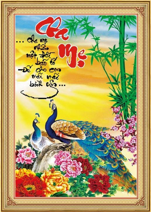 Tranh Thêu Chữ Thập 3D Cha Mẹ Nhận Một Đời Bão Tố, Để Cho Con Mãi Mãi Bình Yên