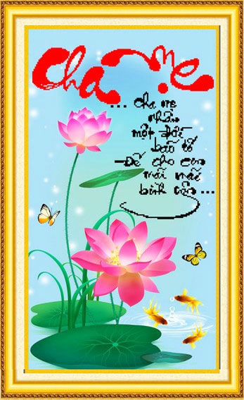Tranh Thêu Chữ Thập 3D Cha Mẹ Nhận Một Đời Bão Tố, Để Cho Con Mãi Mãi Bình Yên