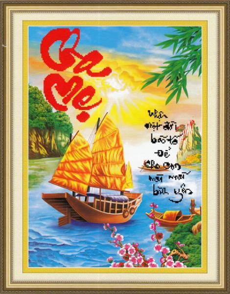 Tranh Thêu Chữ Thập Cha Mẹ Nhận Một Đời Bão Tố, Để Cho Con Mãi Mãi Bình Yên
