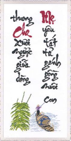 Tranh Thêu Chữ Thập Thương Cha Xuôi Ngược Giữa Dòng, Mẹ Yêu Tất Tả Gánh Gồng Nuôi Con