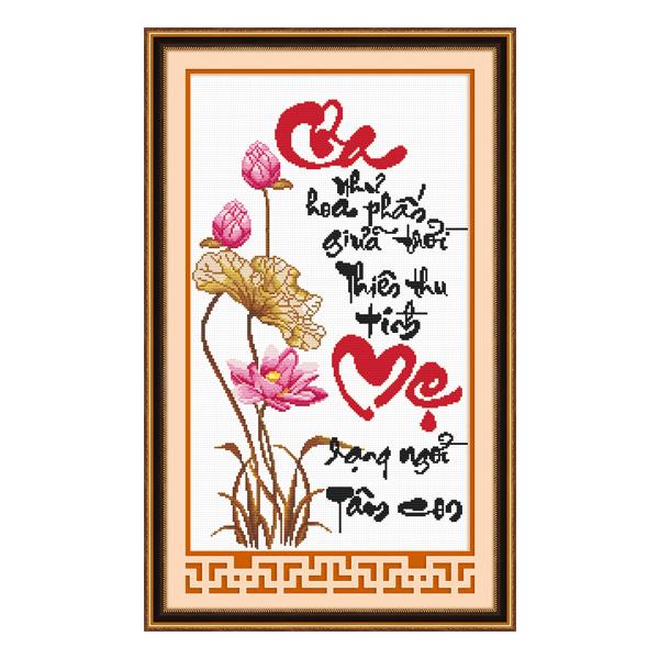 Tranh Thêu Chữ Thập Cha Như Hoa Phấn Giữa Trời Thiên Thu