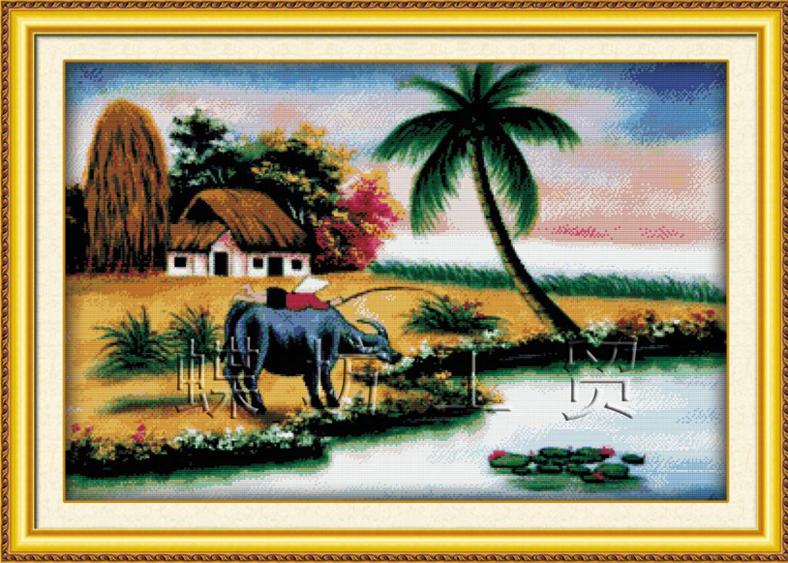Tranh Thêu Chữ Thập Chăn Trâu