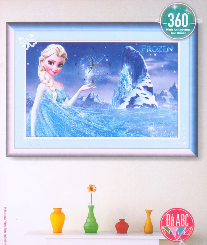 Tranh Đính Đá ABC 3D Đồng Hồ Công Chúa Elsa