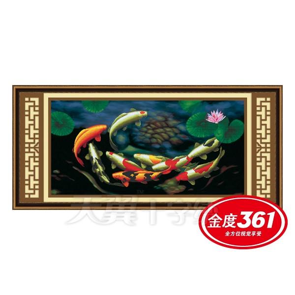 Tranh Thêu Chữ Thập Đàn Cá Hoa Sen