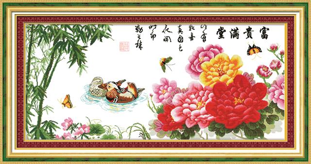 Tranh Thêu Chữ Thập Ngôi Nhà Đầy Đủ Của Cải Và Giàu Có