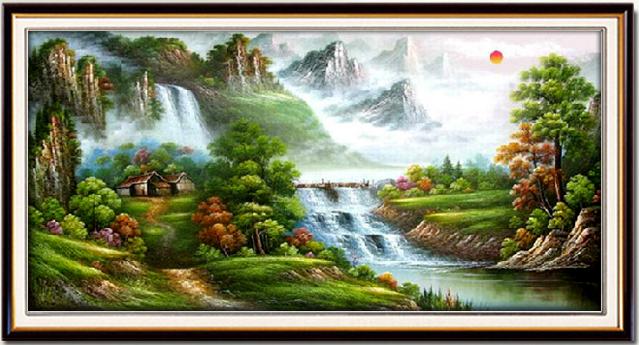 Tranh Thêu Chữ Thập Dòng Chảy May Mắn