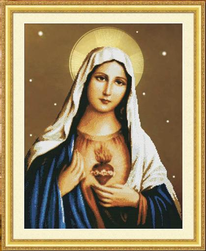 Tranh Thêu Chữ Thập Đức Mẹ Maria