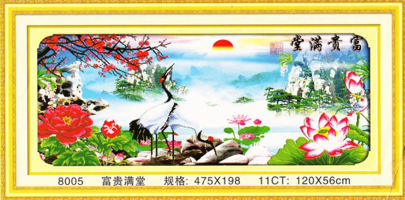 Tranh Thêu Chữ Thập 3D Giàu Sang Sung Túc