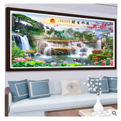 Tranh Thêu Chữ Thập Chỉ Lụa Non Nước HữuTình