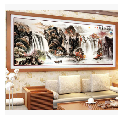 Tranh Thêu Chữ Thập (Chỉ Lụa) Non Nước Hữu Tình