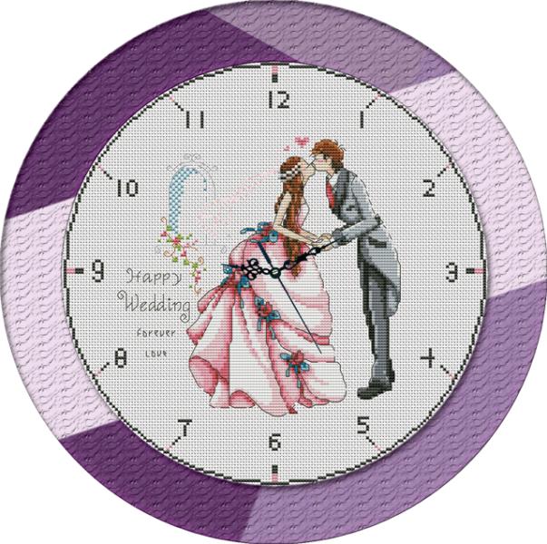 Tranh Thêu Chữ Thập Đồng Hồ Happy Wedding