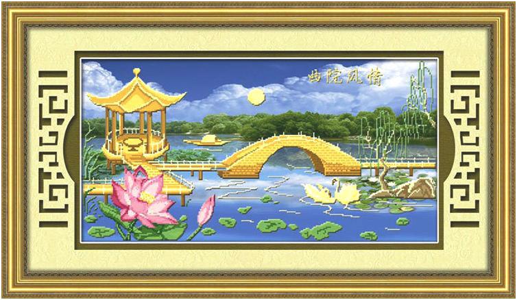 Tranh Thêu Chữ Thập Hồ Sen Tỏa Hương
