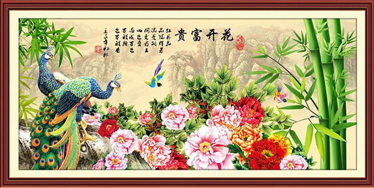 Tranh Thêu Chữ Thập 3D Vinh Hoa Phú Quý