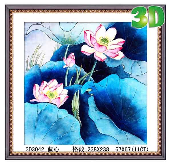 Tranh Thêu Chữ Thập 3D Hoa Sen Hương Ngát