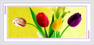 Tranh Thêu Chữ Thập 3D Hoa TuLip Trong Gió