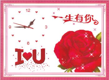Tranh Thêu Chữ Thập Đồng Hồ I Love You