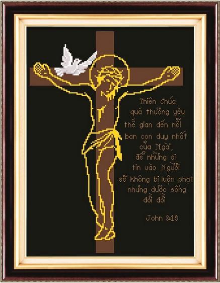 Tranh Thêu Chữ Thập 3D Jesus Christ