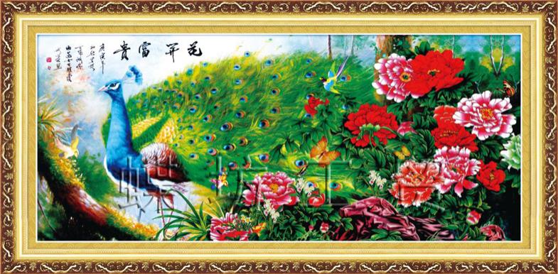Tranh Thêu Chữ Thập Khổng Tước Phú Quý