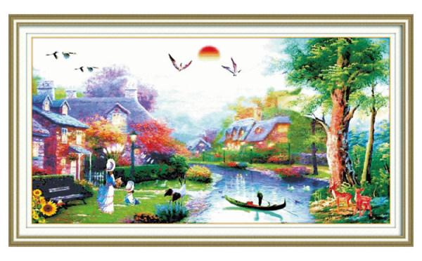 Tranh Thêu Chữ Thập Khung Cảnh Thơ Mộng