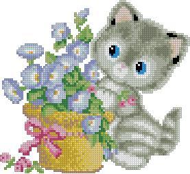 Kitten with Flower Vase