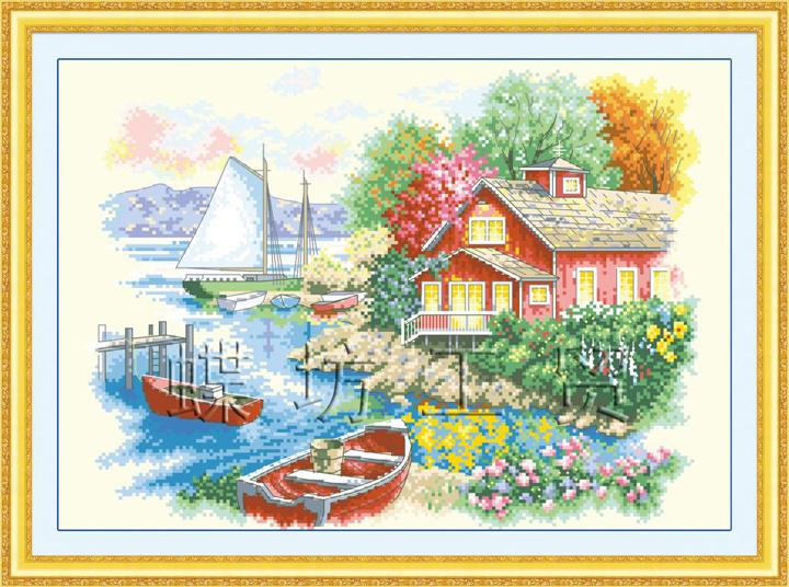 Tranh Thêu Chữ Thập Lakeside Chalet