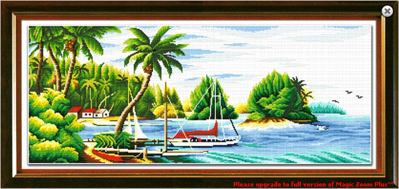 Tranh Thêu Chữ Thập Làng Ven Biển