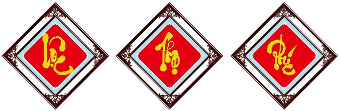 Tranh Thêu Chữ Thập 3D Lộc Thọ Phúc