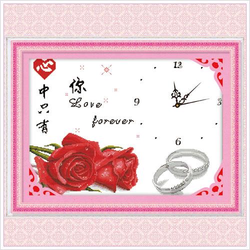 Tranh Thêu Chữ Thập Đồng Hồ Love Forever