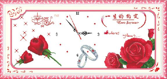 Tranh Thêu Chữ Thập Đồng Hồ Love Forever