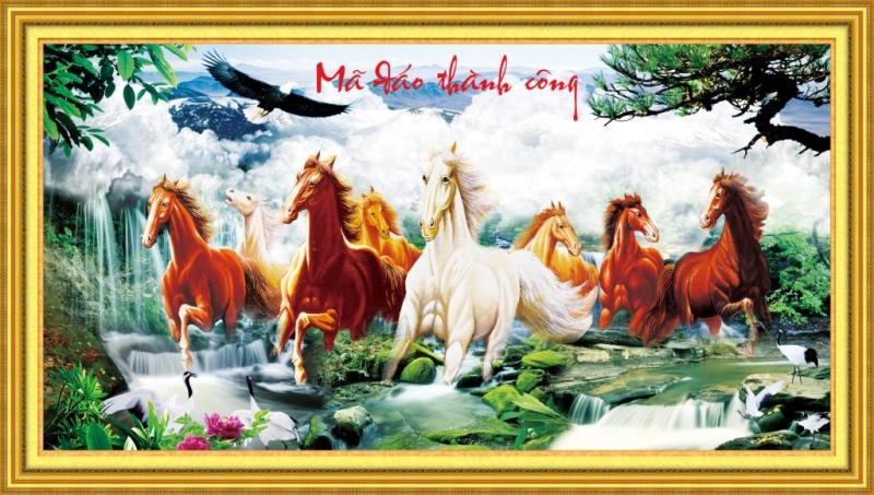 Tranh Thêu Chữ Thập 3D Mã Đáo Thành Công