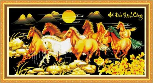 Tranh Thêu Chữ Thập 3D Mã Đáo Thành Công