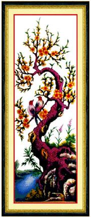 Tranh Thêu Chữ Thập Tứ Quý Mai