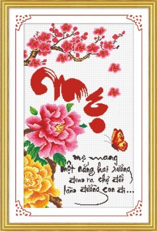 Tranh Thêu Chữ Thập Mẹ Mang Một Nắng Hai Sương, Đem Ra Chợ Đổi Làm Đường Con Đi