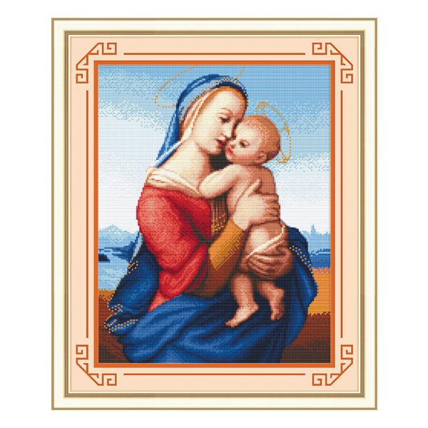 Tranh Thêu Chữ Thập Mẹ Maria Bồng Chúa