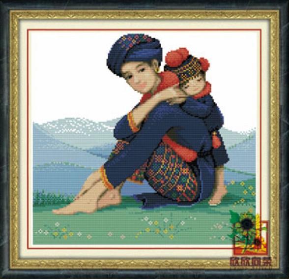 Tranh Thêu Chữ Thập Mẹ Yêu Con