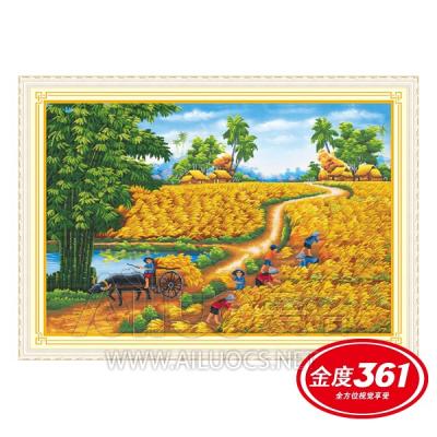 Tranh Thêu Chữ Thập 3D Mùa Lúa Chín Vàng