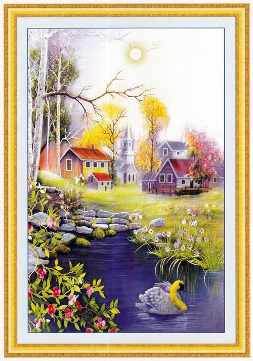 Tranh Thêu Chữ Thập 3D Ngôi Nhà Thơ Mộng