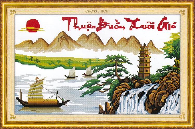 Tranh Thêu Chữ Thập Thuận Buồm Xuôi Gió