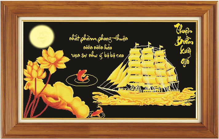 Tranh Thêu Chữ Thập Nhất Phàm Phong Thuận Niên Niên Hảo, Vạn Sự Như Ý Bộ Bộ Cao