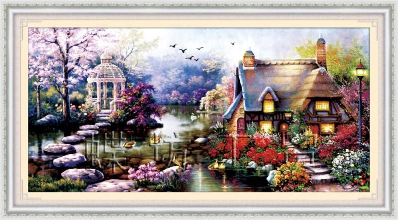 Tranh Thêu Chữ Thập Thế Ngoại Đào Viên