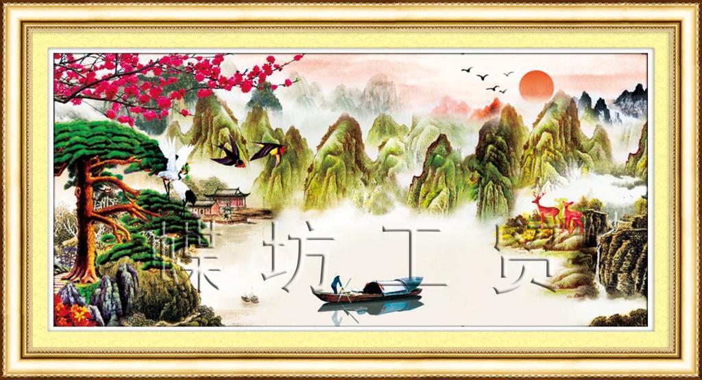 Tranh Thêu Chữ Thập Núi Non Hùng Vĩ
