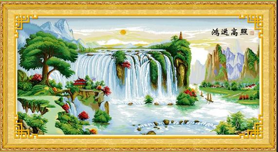 Tranh Thêu Chữ Thập Nước Chảy Chiêu Tài